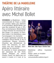 Théâtre La Madeleine : Apéro Littéraire avec Michel Bollet.