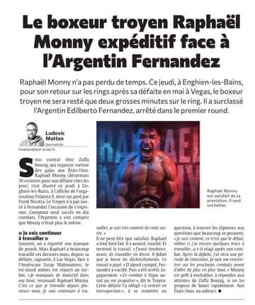 Le boxeur troyen Raphaël Monny expéditif face à l'Argentin Fernandez