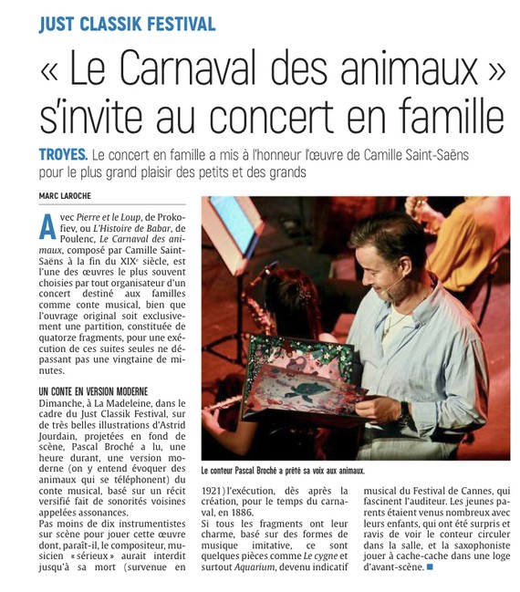 « Le Carnaval des animaux » au programme du concert en famille