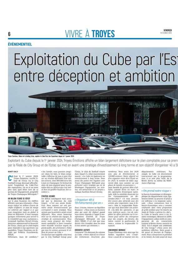 Première année d’exploitation du Cube par l’Estac : déception et ambition