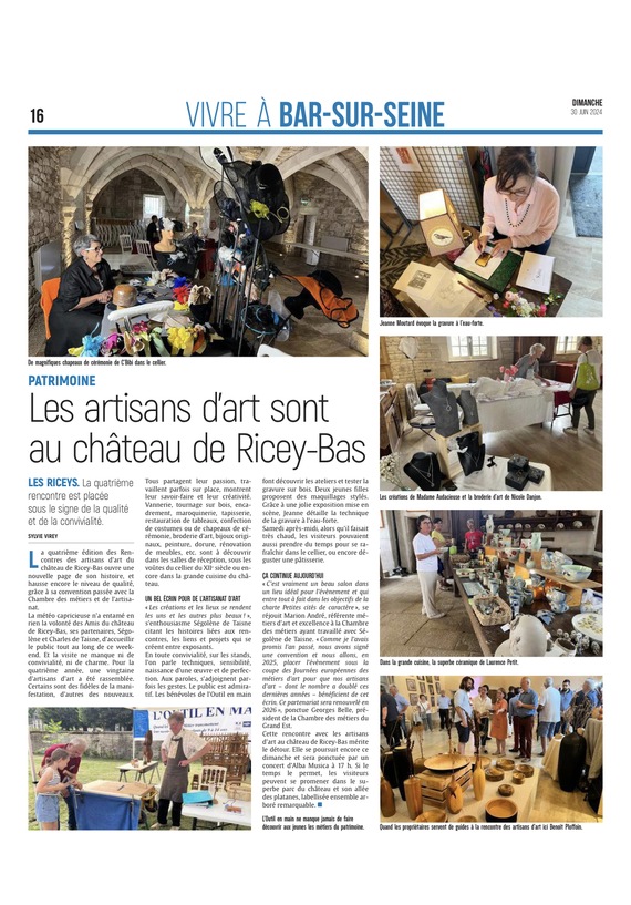 Les artisans d’art se dévoilent au château de Ricey-Bas