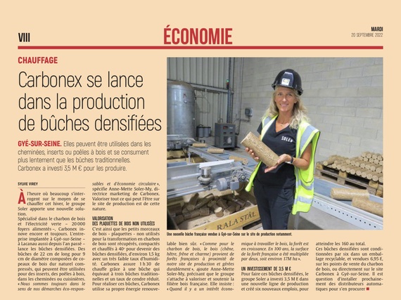 Carbonex se lance dans la production de bûches densifiées.