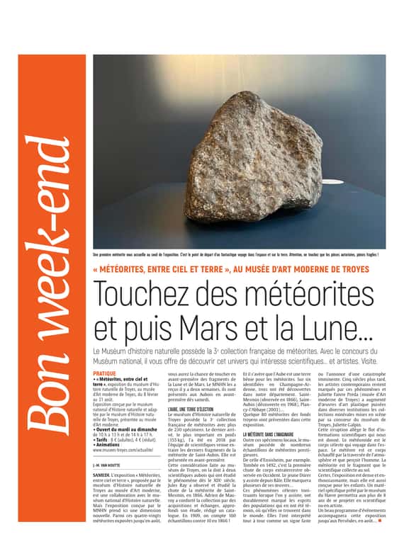 Touchez des météorites et puis Mars et la Lune