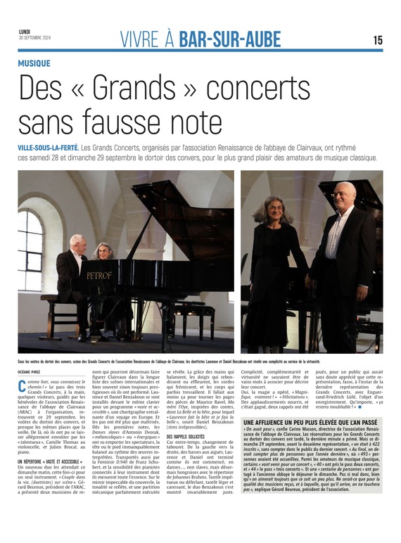 De « Grands » Concerts sans fausse note ont enchanté l’abbaye de Clairvaux