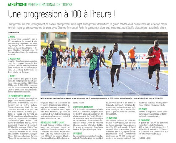 Le meeting national de Troyes d’athlétisme progresse à 100 à l’heure !