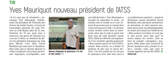 Yves Mauriquot nouveau président de l’ATSS