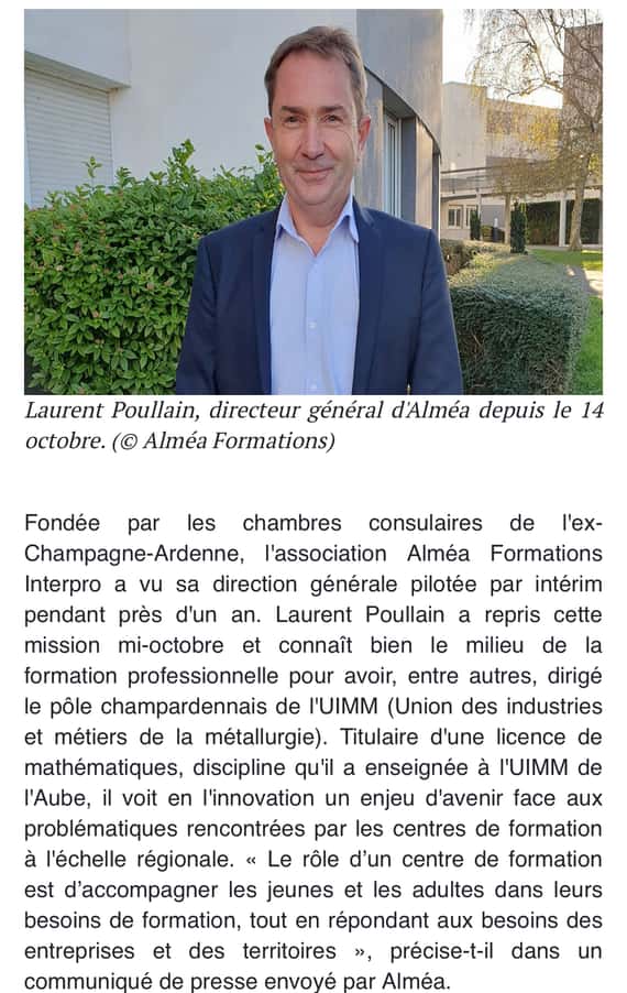 Laurent Poullain, directeur général d'Alméa depuis le 14 Octobre