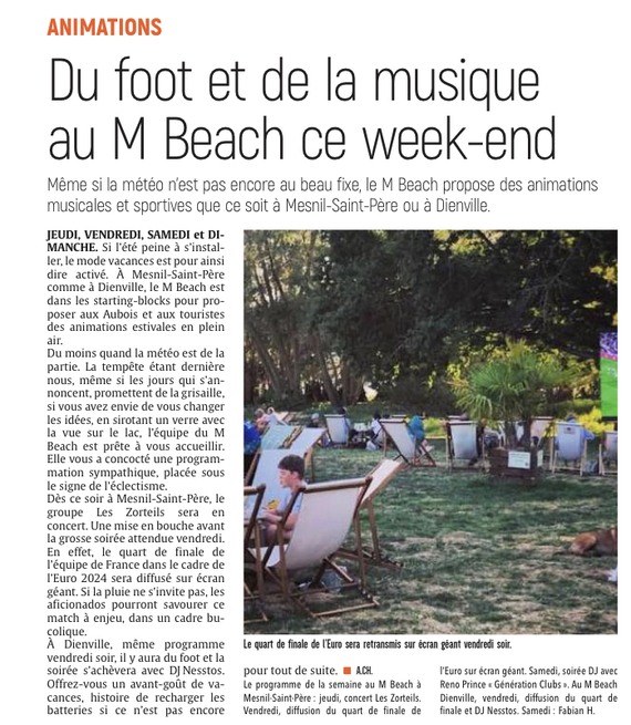 Du foot et de la musique au M Beach ce week-end