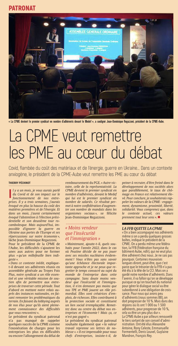 La CPME veut remettre les PME au coeur du débat.