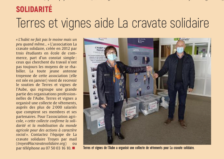 Terres et Vignes aide La Cravate Solidaire