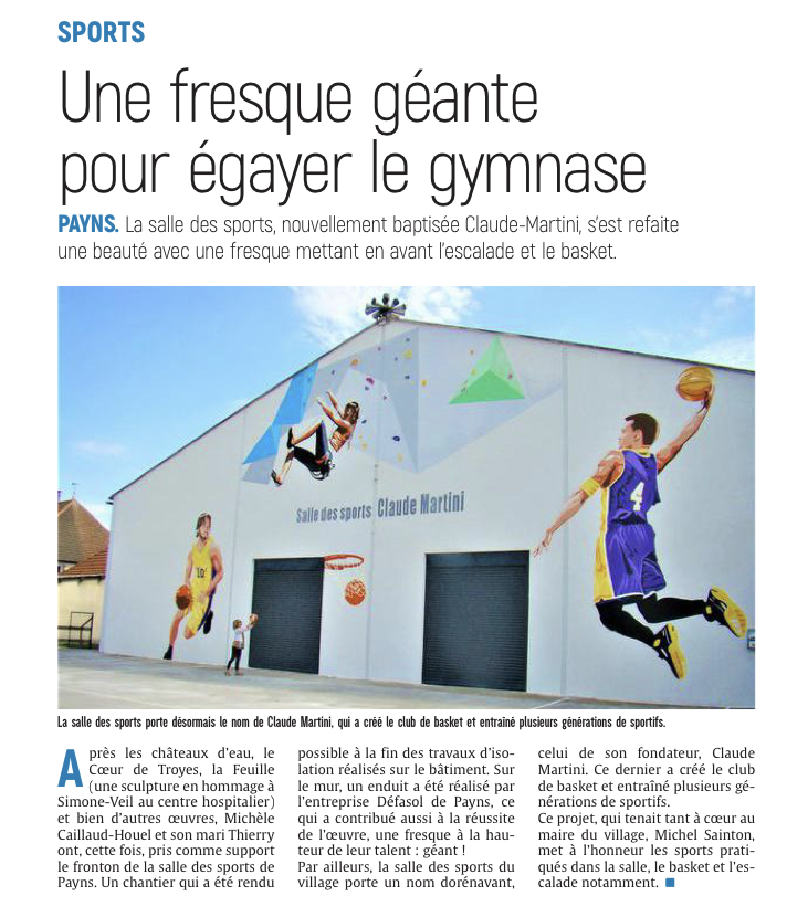 Une fresque géante pour égayer le gymnase de Payns.