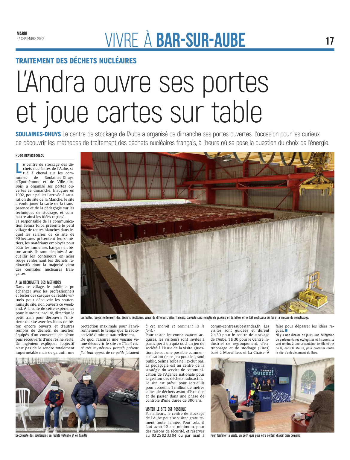 L'Andra ouvre ses portes et joue carte sur table.