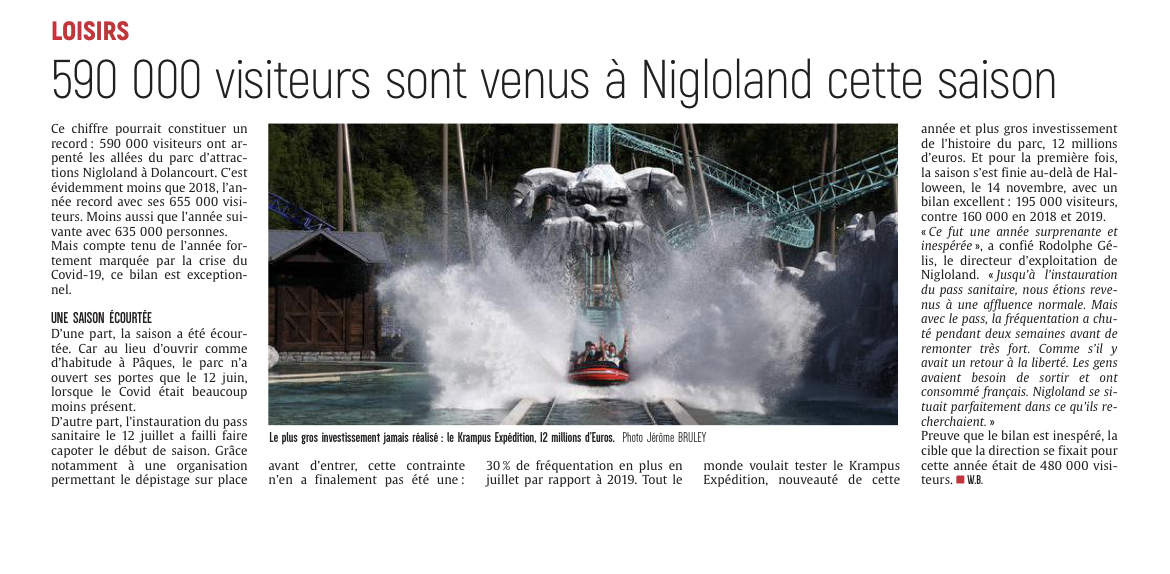 590 000 visiteurs sont venus à Nigloland cette saison.