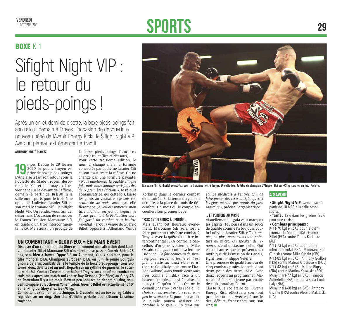 SIFIGHT NIGHT VIP : le retour du pieds-poings.