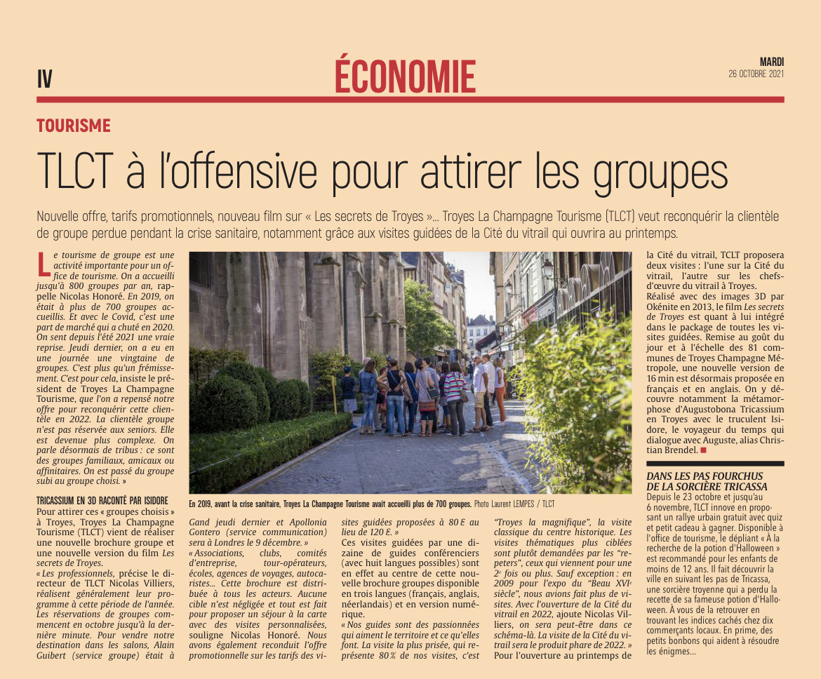 TLCT (Troyes La Champagne Tourisme) à l'offensive pour attirer les groupes