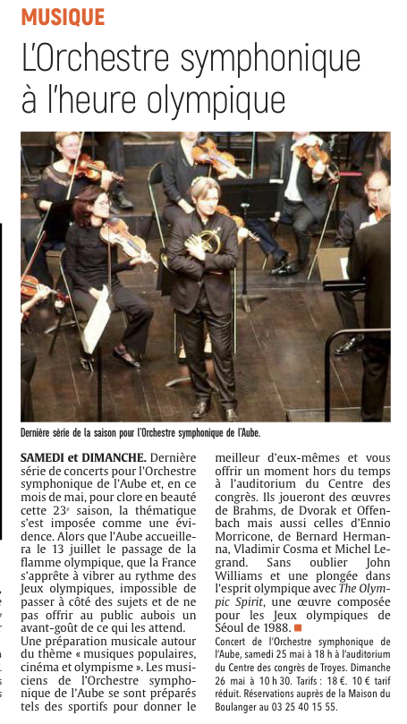 L’Orchestre symphonique à l’heure olympique