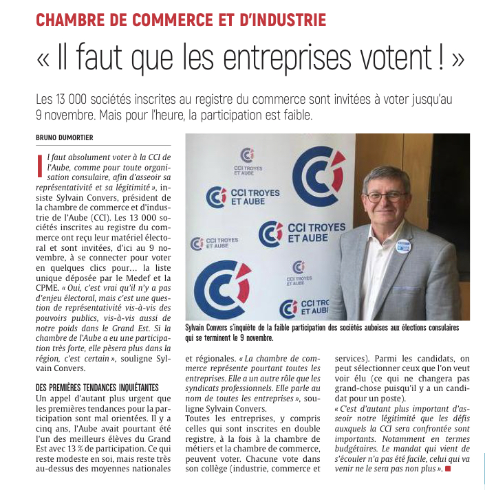 Elections Chambre de commerce et d'industrie.