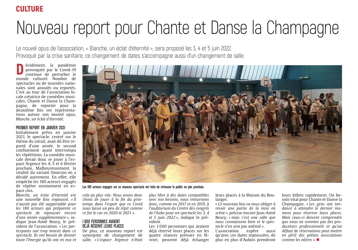 Nouveau report pour Chante et Danse la Champagne