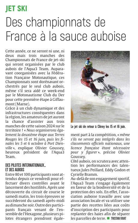 Des Championnats de France de jet ski à la sauce auboise