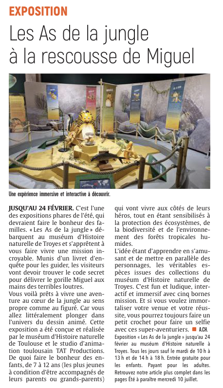 Musée : L’exposition « Les As de la jungle à la rescousse »