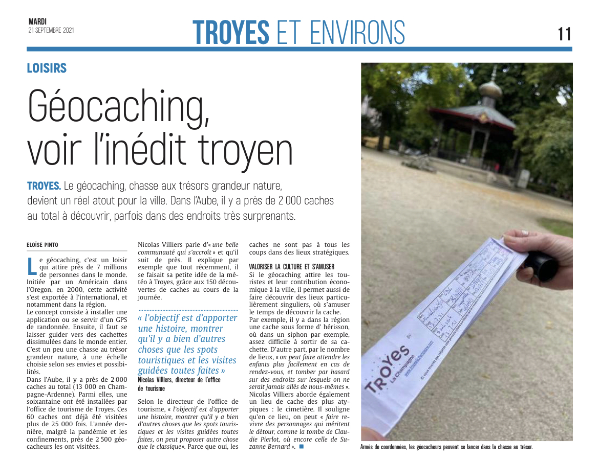 Géocoaching, voir l'inédit troyen.