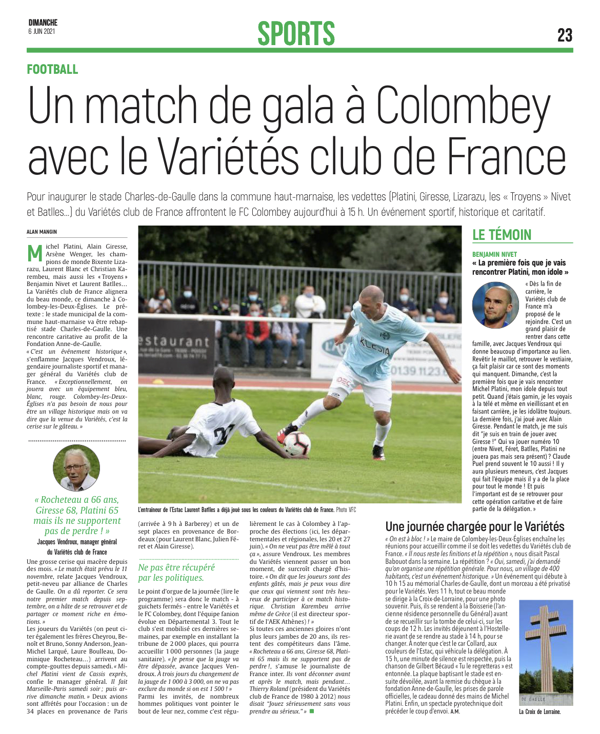 Un match de Gala à Colombey avec le Variétés Club de France