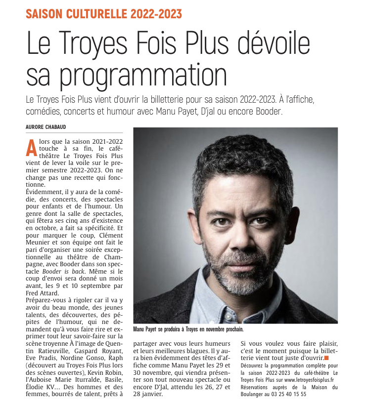 Le Trois Fois Plus dévoile sa programmation.