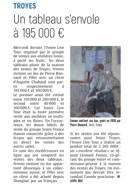 un tableau s’envole à 195 000 € à Troyes