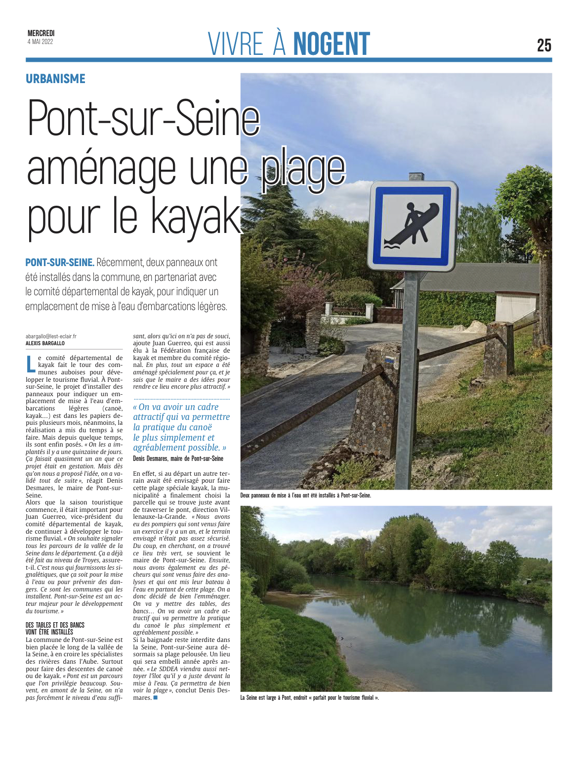 Pont-sur-Seine aménage une plage pour le kayak.