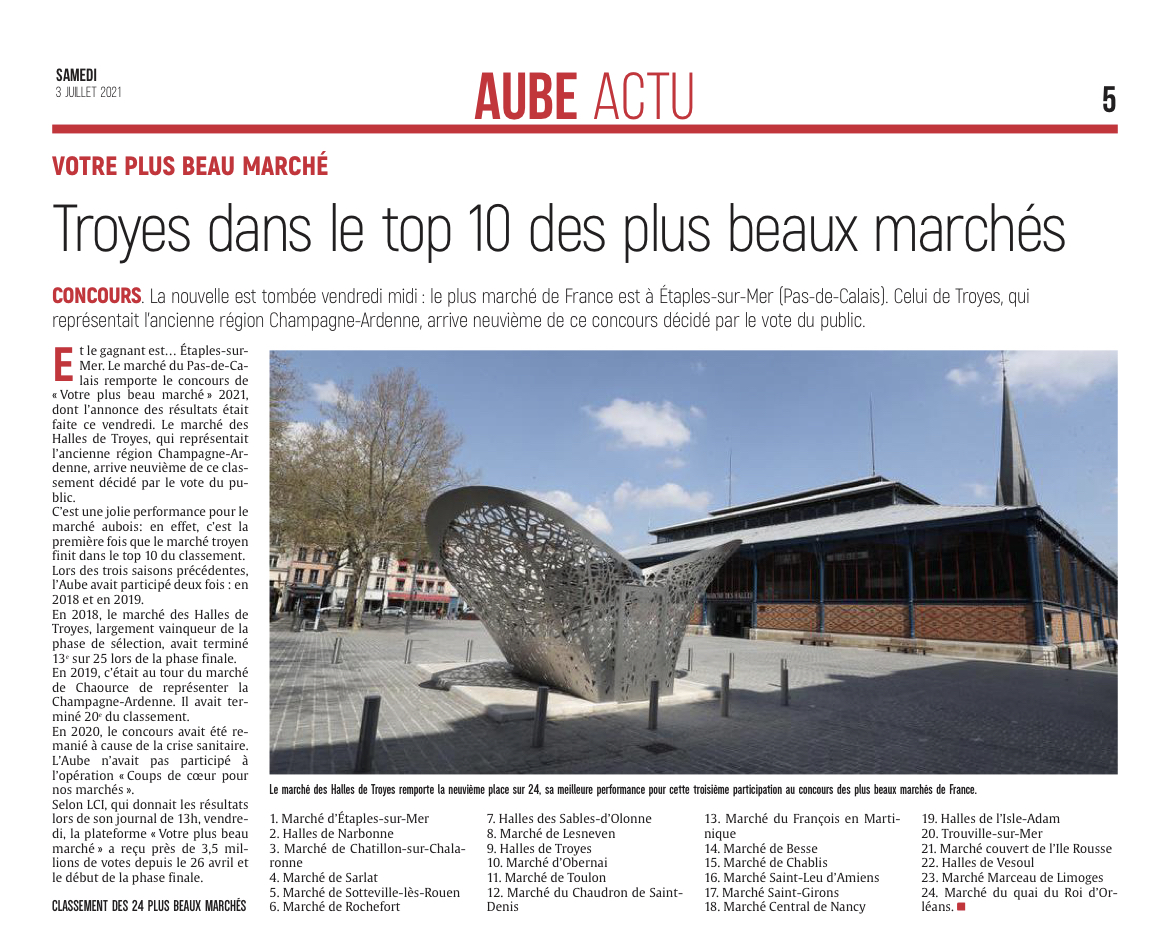 TROYES dans le Top 10 des plus beaux marchés de France