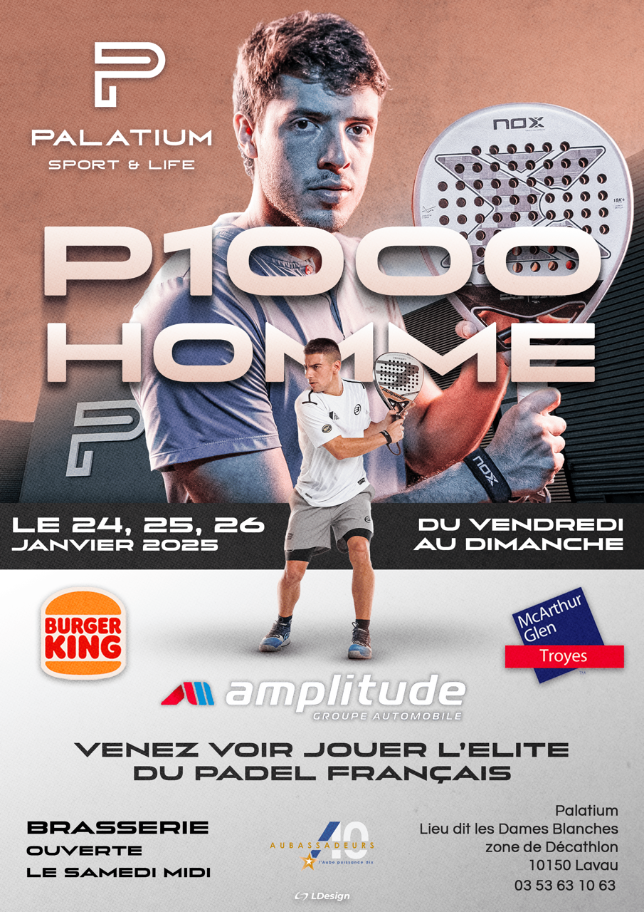 Tournoi P1000 Hommes ce week-end au PALATIUM