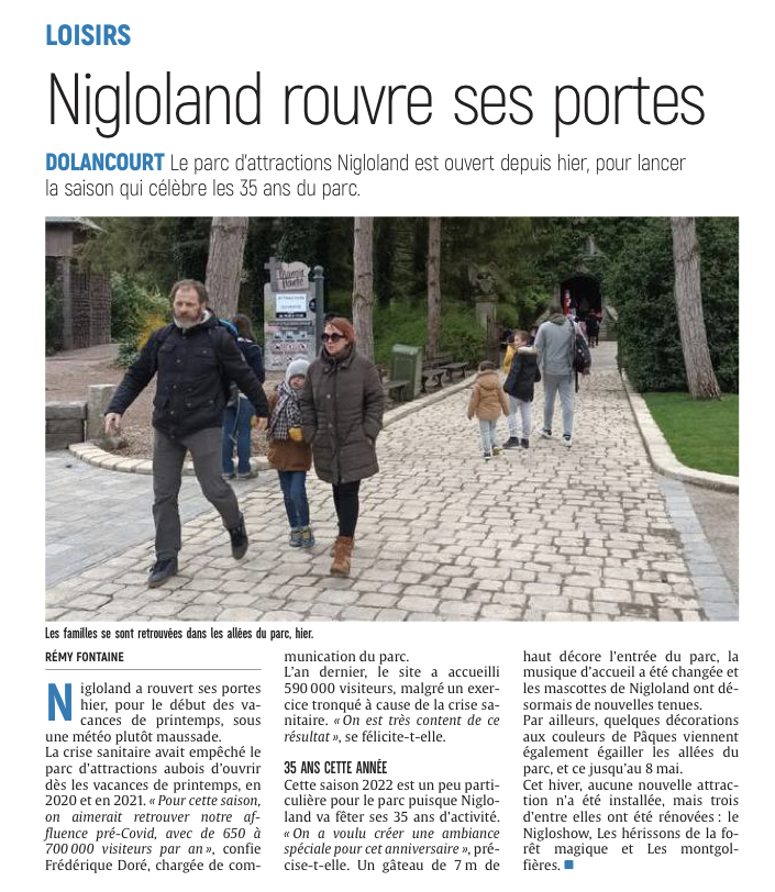 Nigloland rouvre ses portes.