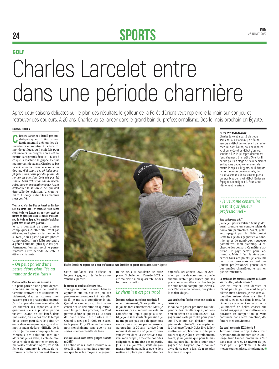 Charles Larcelet Pépite Aubassadeurs Sport, entre dans une période charnière.