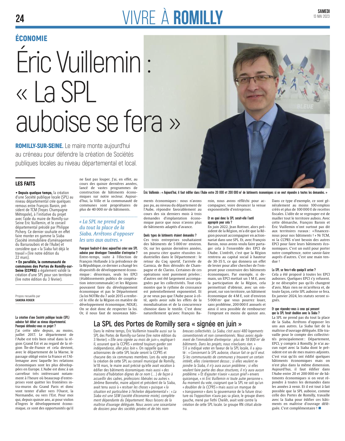 Éric Vuillemin, maire de Romilly-sur-Seine : « La SPL auboise se fera »