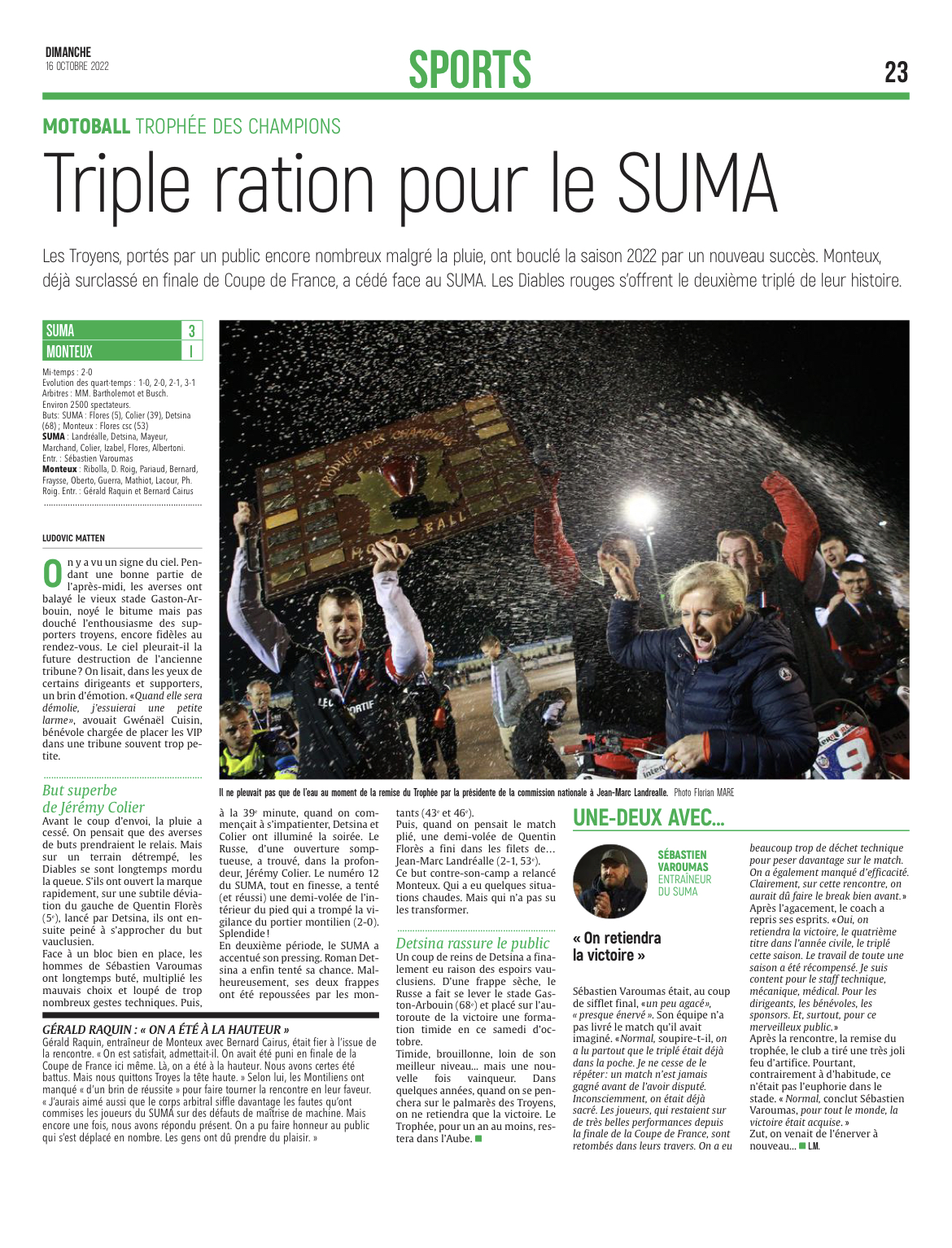 Triple ration pour le SUMA.