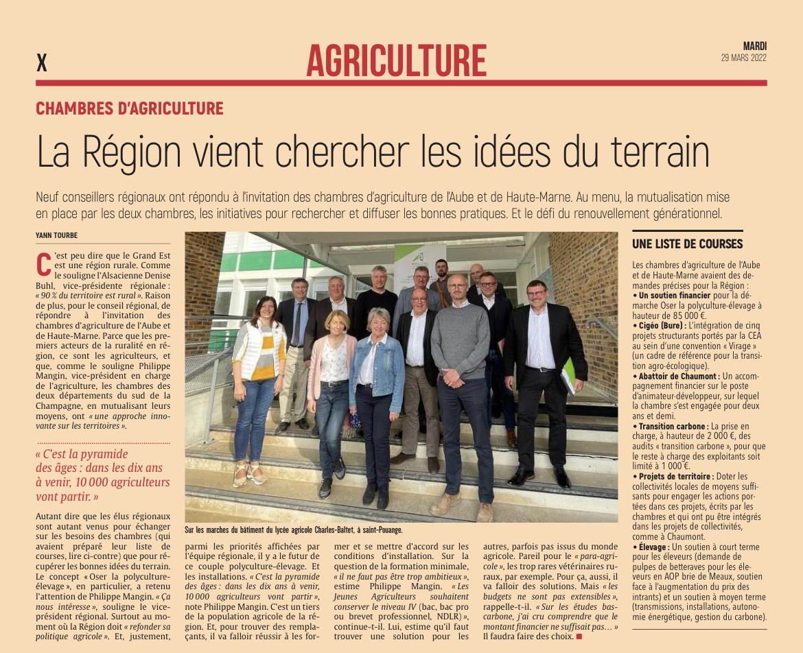 Chambre d'Agriculture : la Région vient chercher les idées du terrain.