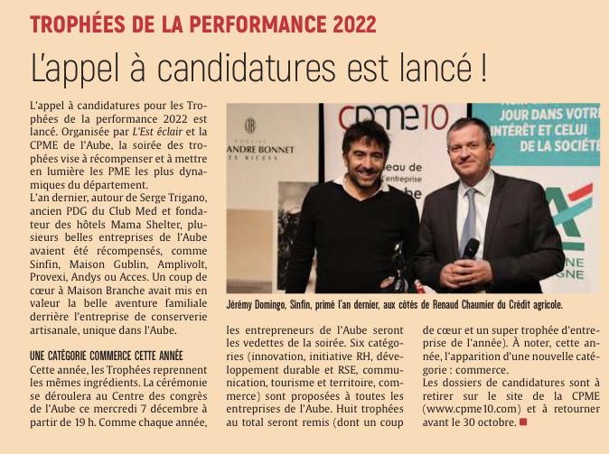 Trophées de la performance 2022 : l'appel à candidatures est lancé !