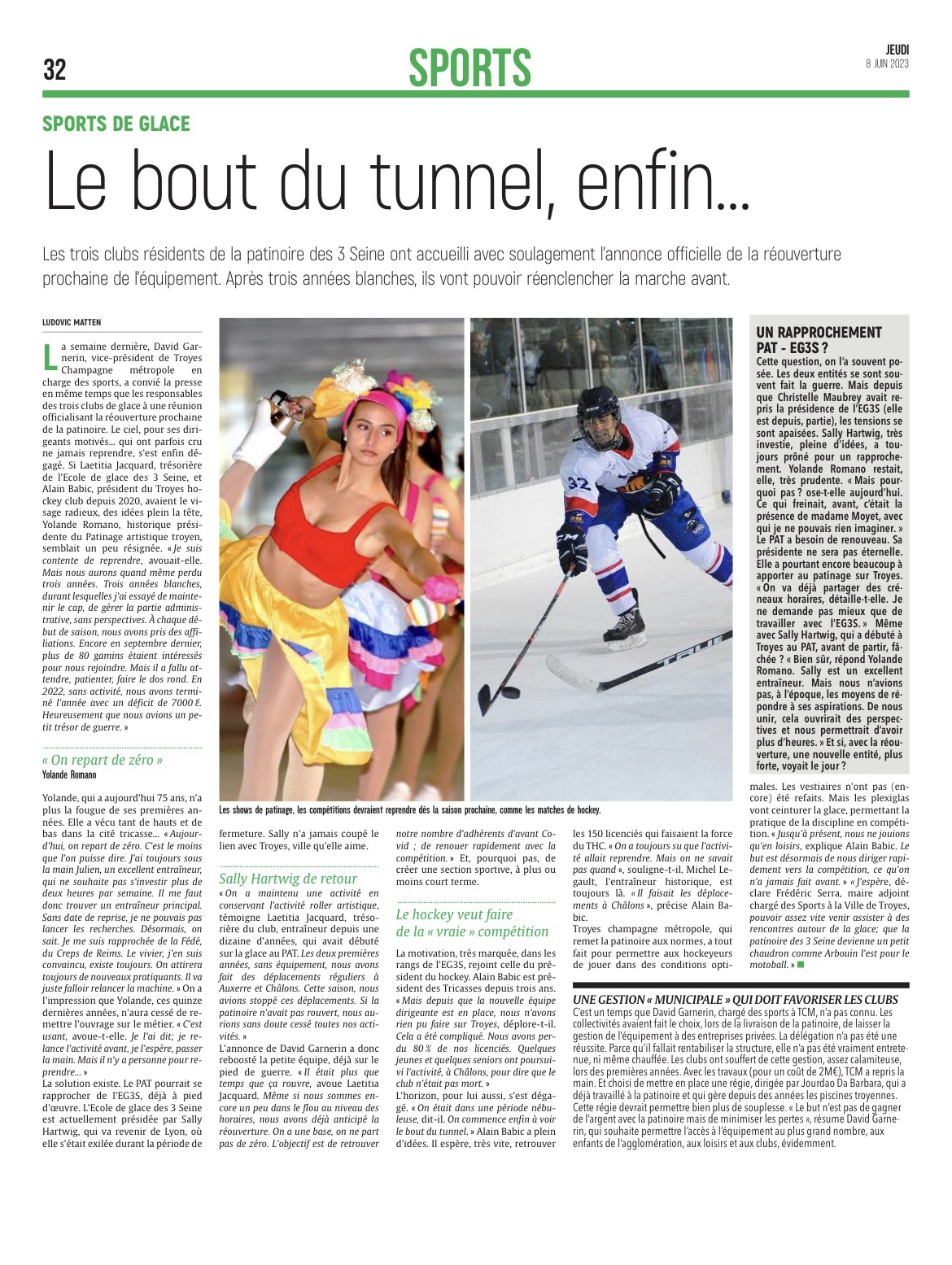 Réouverture de la patinoire, le bout du tunnel pour les sports de glace.