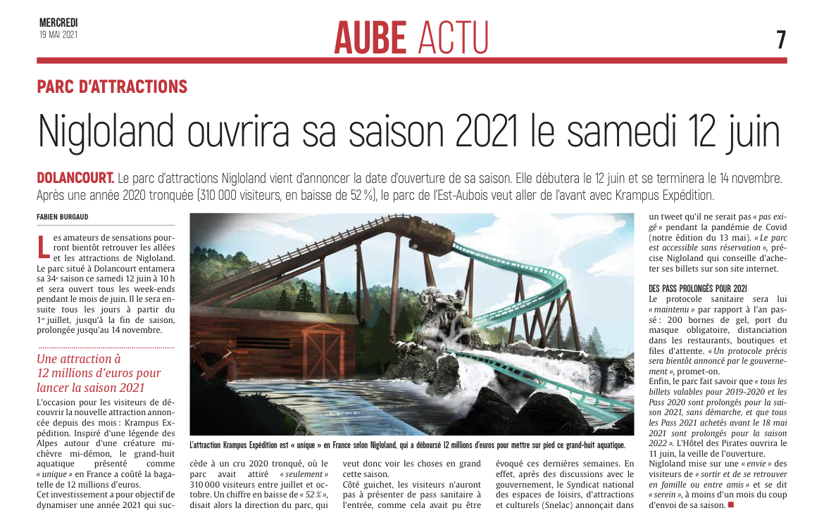 NIGLOLAND ouvrira sa saison 2021 le samedi 12 Juin