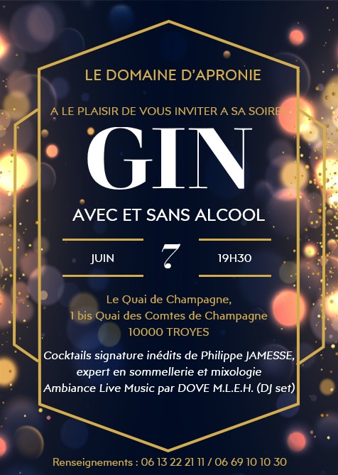 Soirée découverte des gins du Domaine d'Apronie.