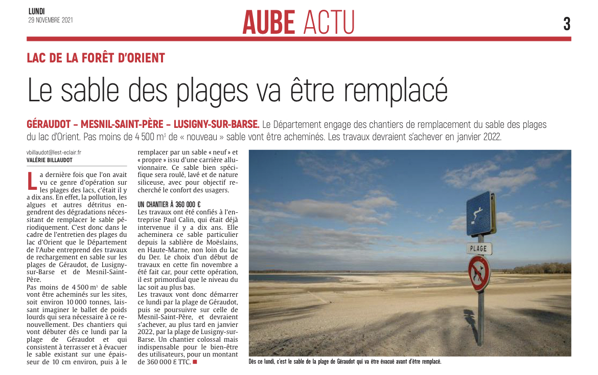 Le sable des plages va être remplacé.