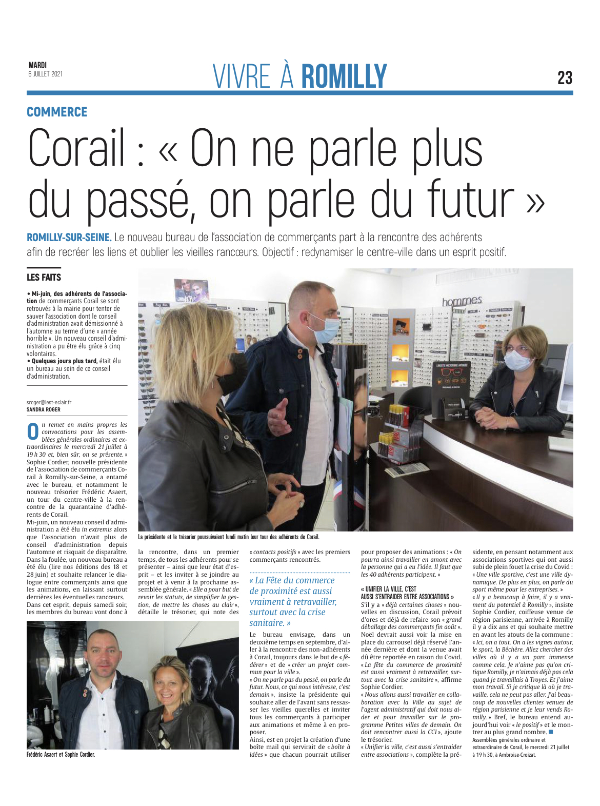 Corail, l'association des commerçants de Romilly sur Seine, parle de futur.