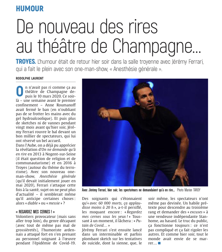 De nouveau des rires au Théâtre de Champagne.