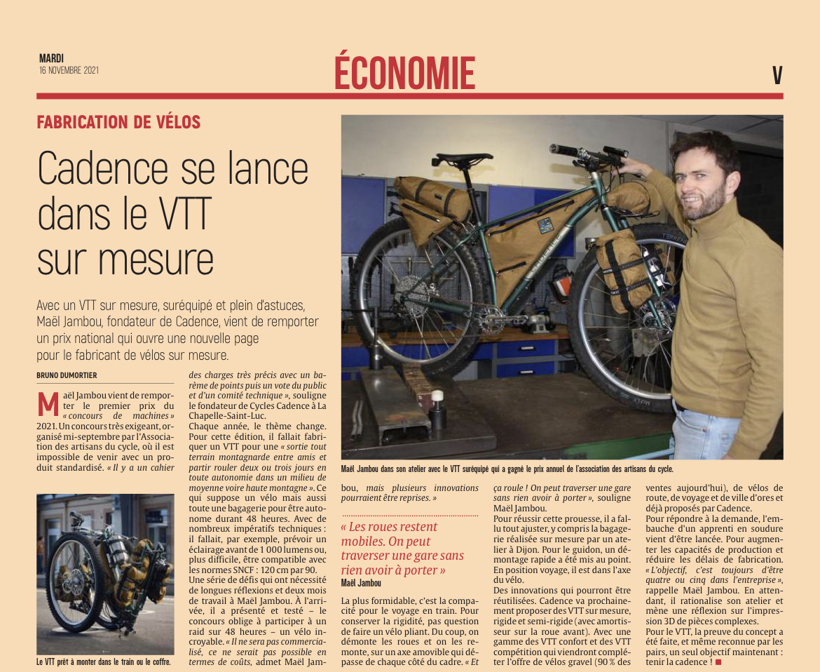 Cadence se lance dans le VTT sur mesure.