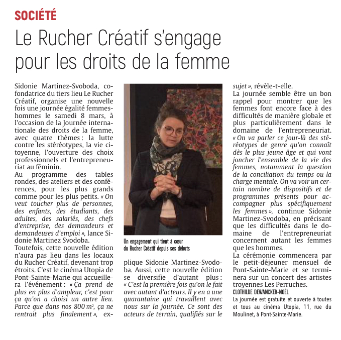 Le Rucher créatif s'engage pour les droits de la femme